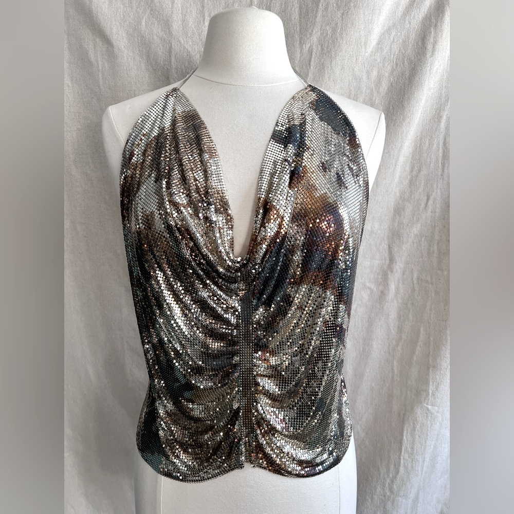 ❌SOLD❌Whiting & Davis 1990s Mesh Snake Skin Top